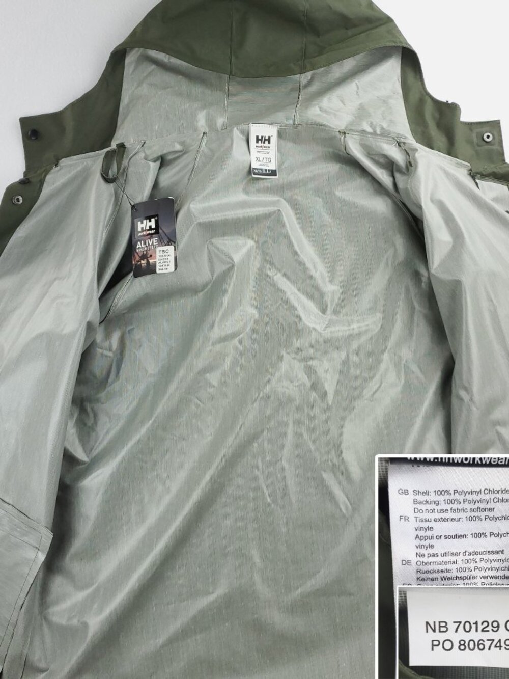 Helly Hansen Workwear Mandal Jacket Waterproof Rain Hooded 70129 Men's XL - Picture 5 of 14